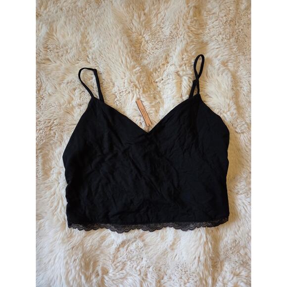 Victoria's Secret Black Lacey Cropped V Neck Cami Size Large NWT - Picture 1 of 6